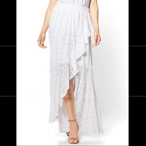 NEW LACE OVERLAY HI-LOW MAXI White SKIRT - Picture 2 of 6